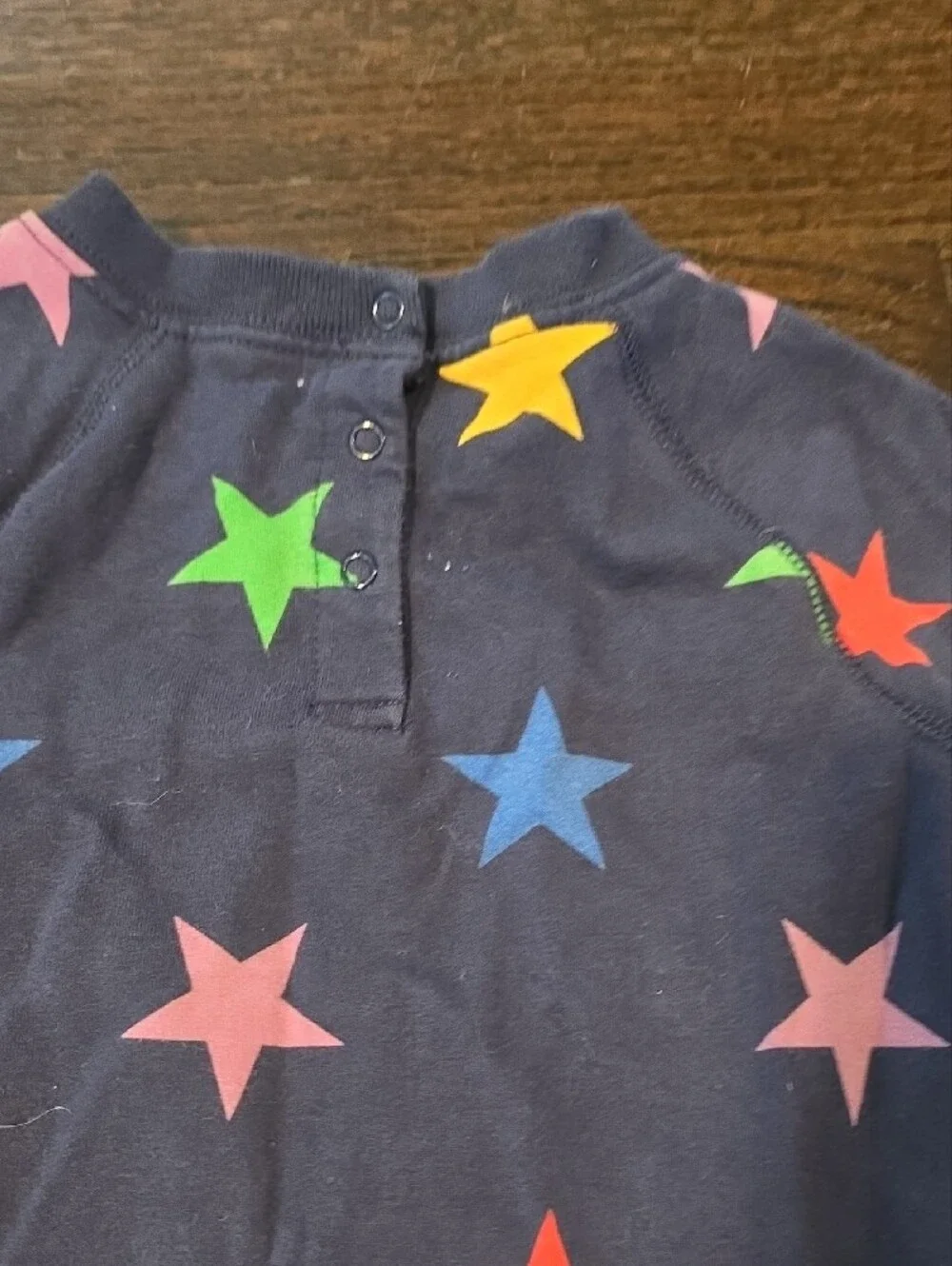Primary Navy Footed One-Piece with Multicolor Stars
